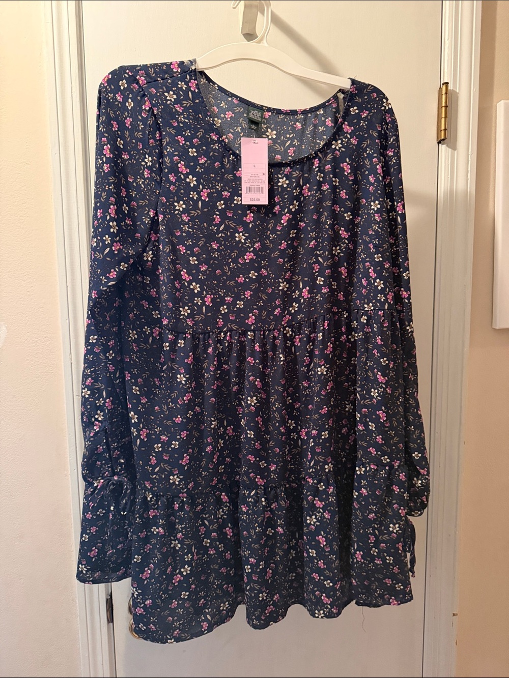 wild fable Navy Floral Mini Dress with Pink & White Flowers